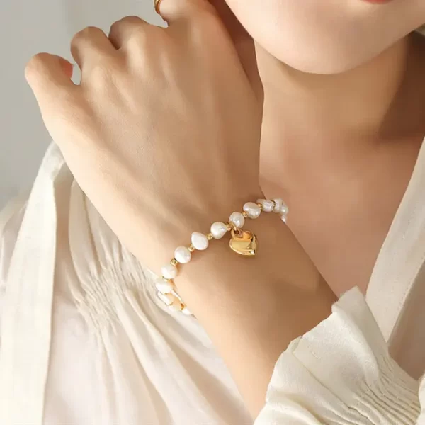 Beaded Freshwater Pearl Heart women