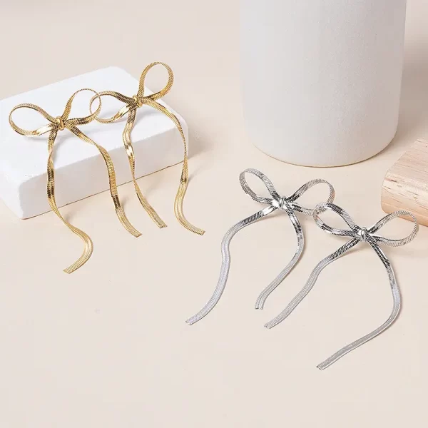 Bow Knot Stud Earrings Gold and Silver