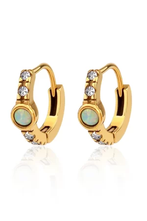 Essentials Opal Huggie Earrings Diamond