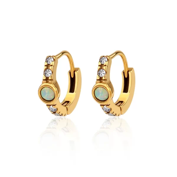 Essentials Opal Huggie Earrings Diamond