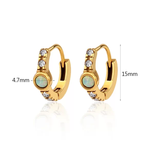 Essentials Opal Huggie Earrings Showing Measurements