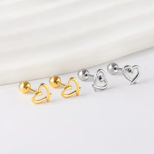 Heart-shaped earrings, Gold and Titanium color, with elegant shape