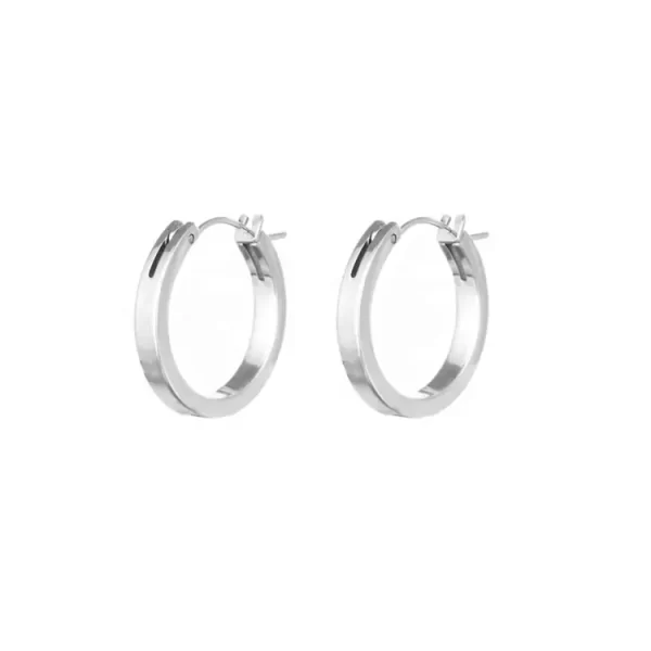 High End Polished Flat Hoop Earrings silver