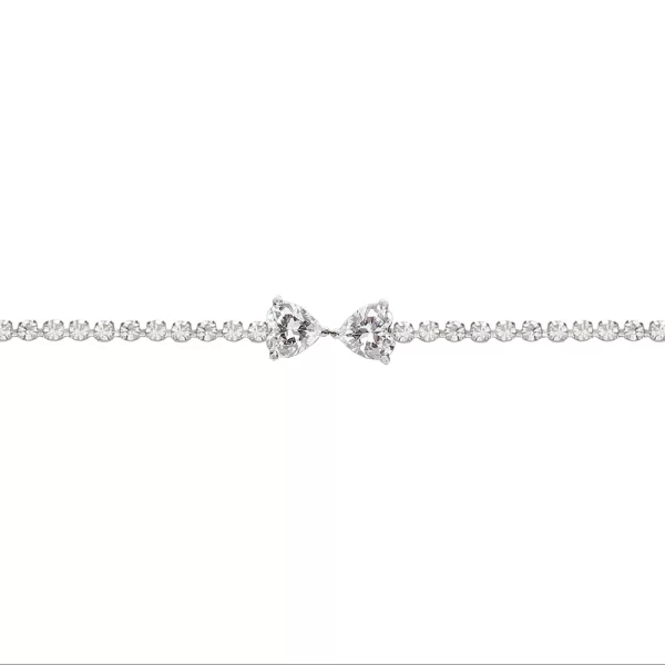 Love Doble Heart Cubic Zircon Chain in Clear Color